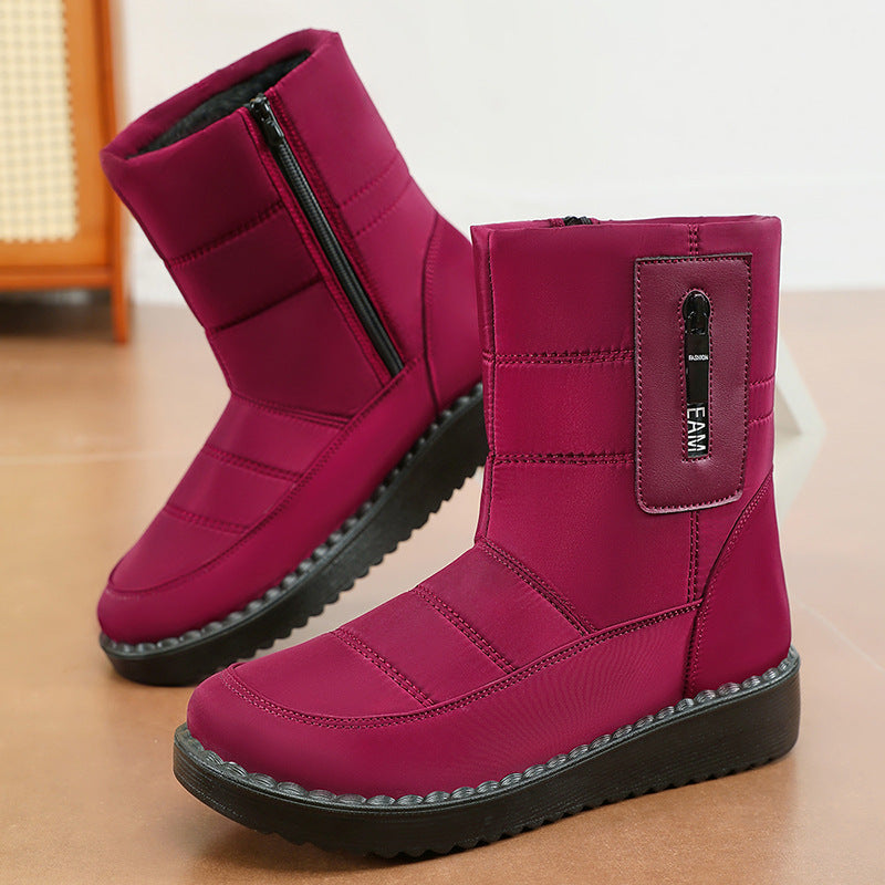 Damen Gefütterte Winterstiefel mit rutschfester Sohle und modischem Reißverschluss