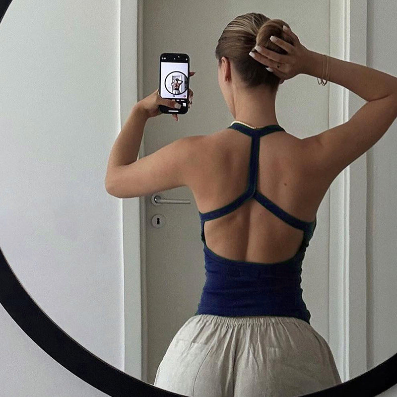 Damen Sportliches Tanktop mit rückenfreier Gestaltung R&B