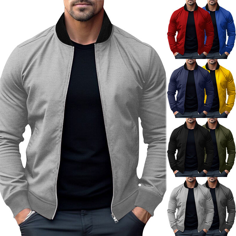 Herren nan leichter Bomber-Sweat mit durchgehendem Zwei-Wege-Reißverschluss und Rippabschlüssen R&B