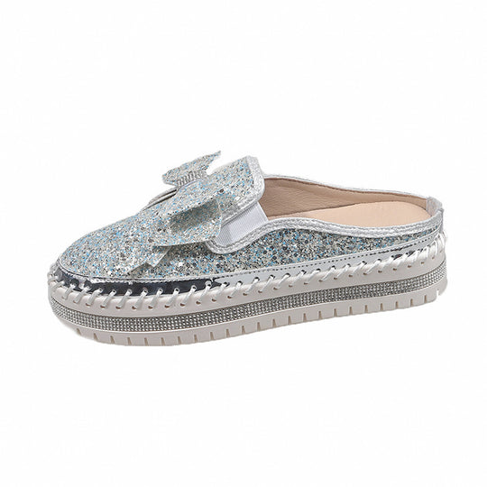 Damen Glamouröse Slipper mit funkelndem Glitzer und dekorativem Schleifen-Detail R&B