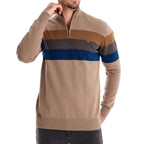 Herren Strickpullover mit modischem Stehkragen und feinen Streifen