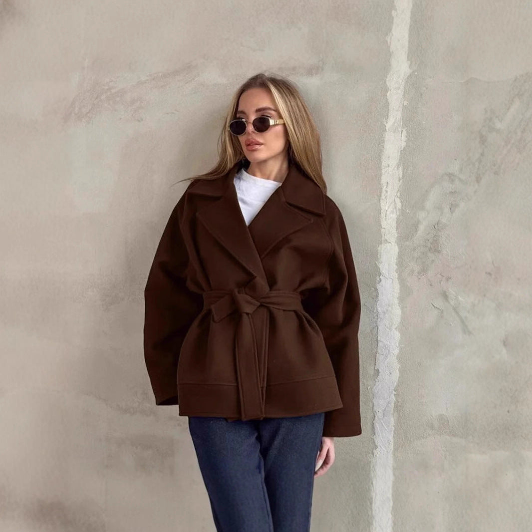 Damen Modische Wickeljacke aus hochwertigem Material mit taillierbarem Gürtel R&B