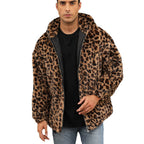 Herren kuschelige Fleecejacke im Leopardenmuster R&B