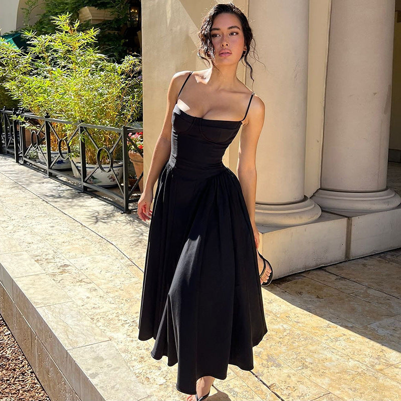 Damen Maxi-Kleid mit elegantem Bustier-Oberteil und fließendem Rock R&B