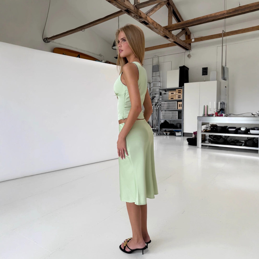 Damen elegantes Zweiteiler-Set mit V-Ausschnitt und fließendem Material R&B