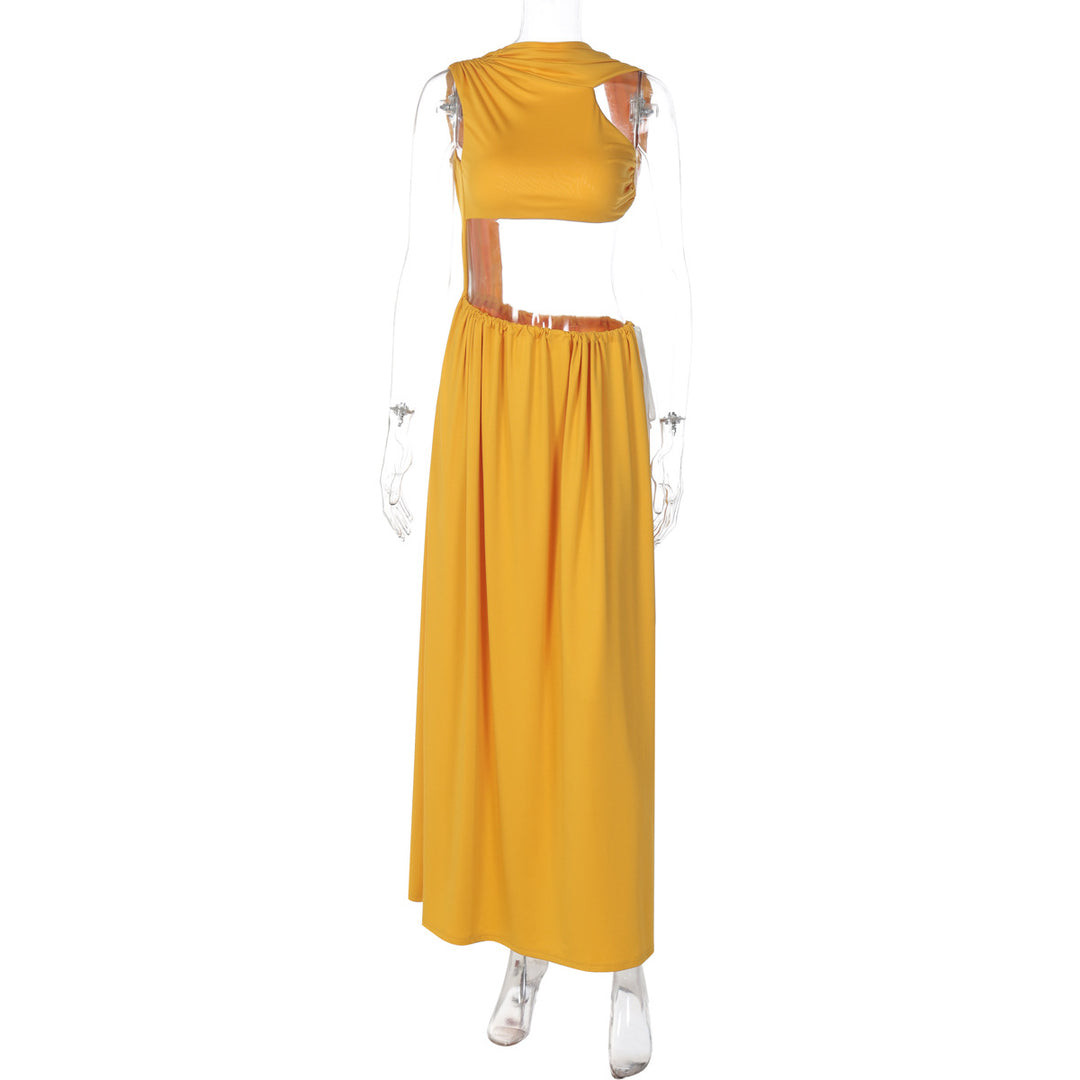 Damen Elegantes Maxikleid mit raffiniertem Cut-Out-Design und fließendem Schnitt R&B