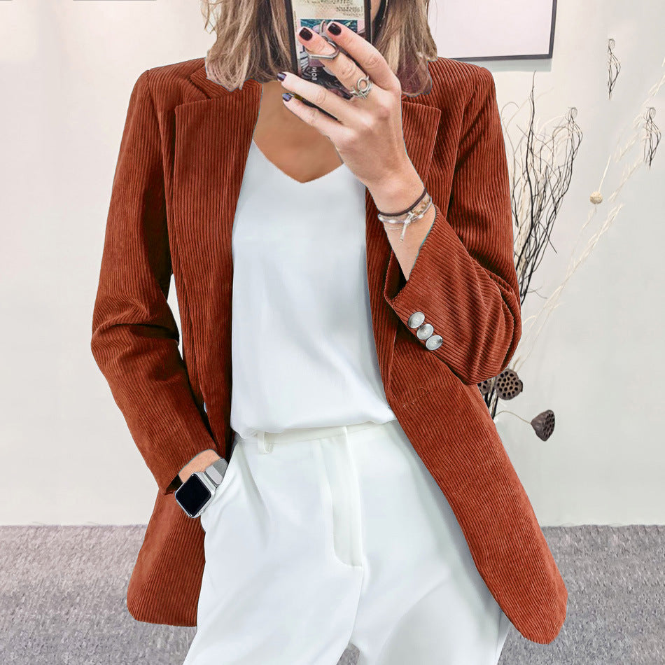 Damen elegante Blazerjacke mit Streifenmuster und modernem Schnitt R&B