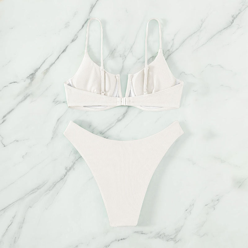 Damen Triangel-Bikini mit modernem Farbblockdesign und verstellbaren Trägern R&B