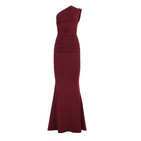 Damen figurbetontes Abendkleid mit asymmetrischen Raffungen R&B