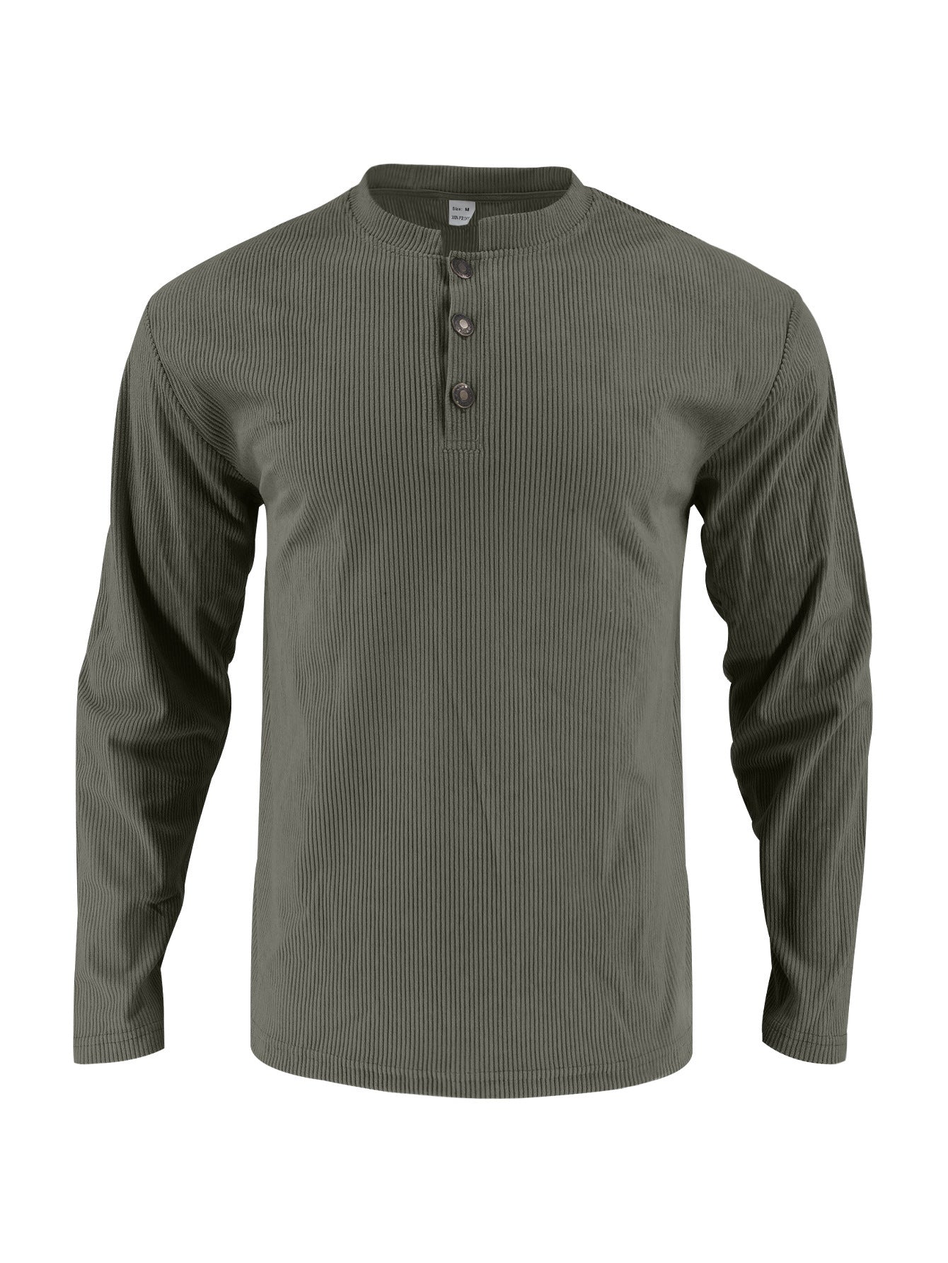 Herren Langarmshirt mit modischer Stehkragen und Knopfleiste R&B