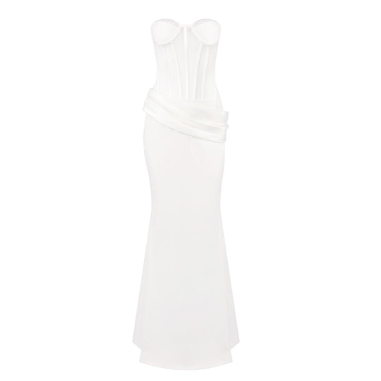 Damen figurumspielendes Abendkleid mit tailliertem Oberteil und fließendem Rock R&B