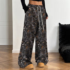 Damen Cargohosen mit hohem Bund und Allover-Muster R&B