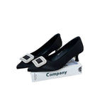 Damen elegante Pumps mit funkelndem Strass-Buckle und schickem Absatz R&B