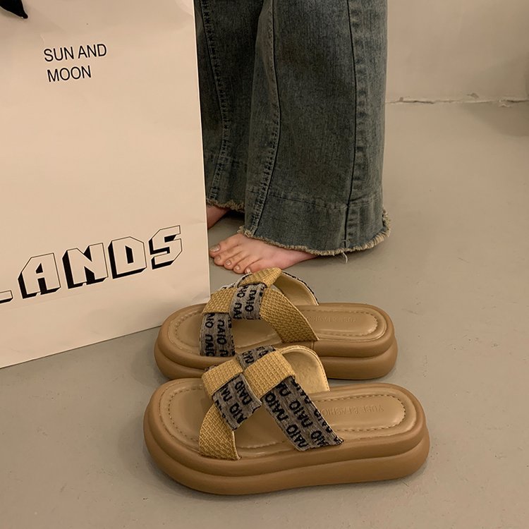 Damen modische Slide-Pantoletten mit komfortablem Fußbett und elastischen Riemen R&B