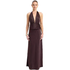 Damen Maxikleid mit tiefem V-Ausschnitt und raffinierter Drapierung R&B