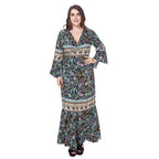Damen Maxikleid mit kunstvollem floralen Design und leichten Rüschendetails R&B