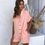 Damen Jumpsuit mit knöpfbarem Kragen und lässigem Schnitt R&B