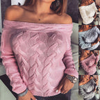 Damen lässiger Strickpullover mit romantischem Zopfmuster R&B