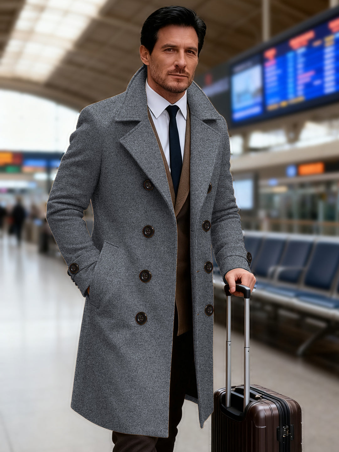 Herren eleganter Doppeltunnelmantel R&B