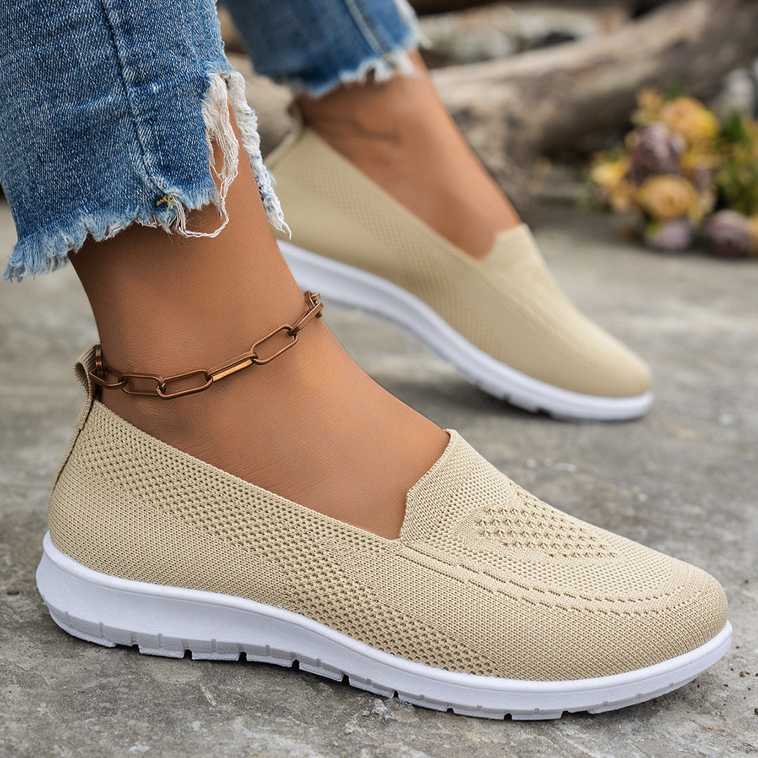 Damen Atmungsaktive Slip-On Freizeitschuhe mit komfortablem Absatz R&B