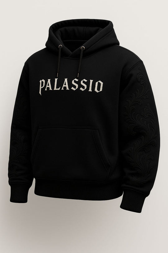 Unisex nan Premium-Hoodie mit tonaler Reliefstickerei an den Ärmeln, doppelter Kapuze und Kängurutasche R&B