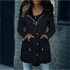 Damen winterliche Parka mit abnehmbarem Pelzkragen R&B
