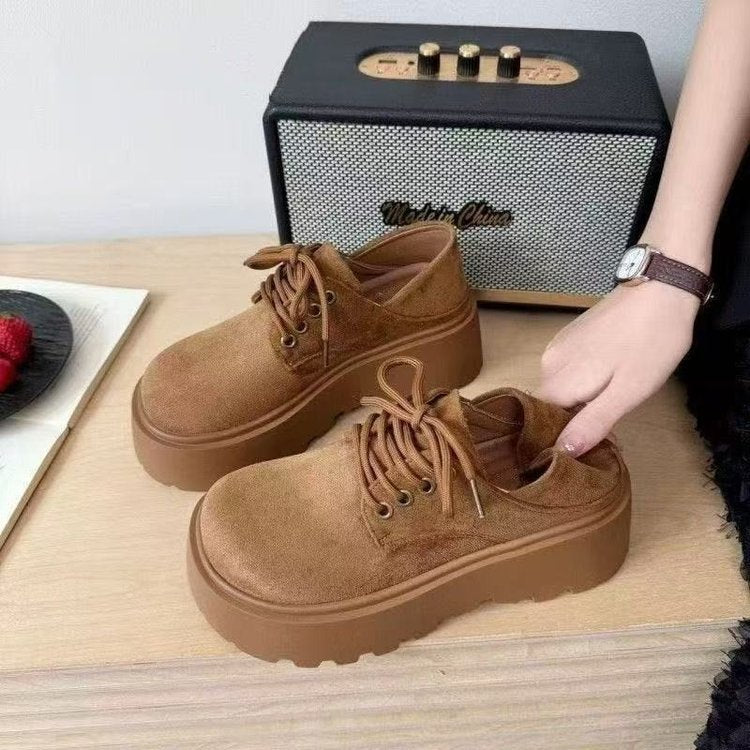 Damen Plüschgefütterte Platform-Schuhe mit lässigem Schnürdesign R&B