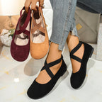 Damen Stylish Ballerinas mit elastischem Kreuzriemen und atmungsaktivem Obermaterial R&B