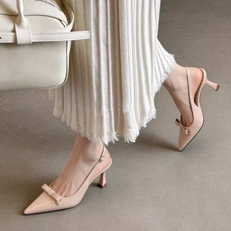 Damen elegante Slingback-Pumps mit zierlicher Schleifenverzierung R&B