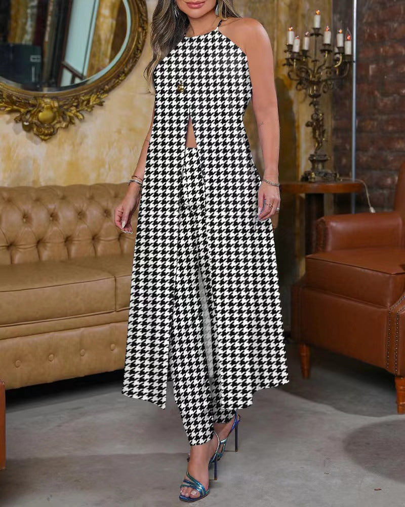 Damen Maxikleid mit schmeichelndem Schnitt und trendigem Hahnentrittmuster R&B