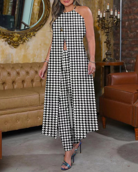 Damen Maxikleid mit schmeichelndem Schnitt und trendigem Hahnentrittmuster R&B