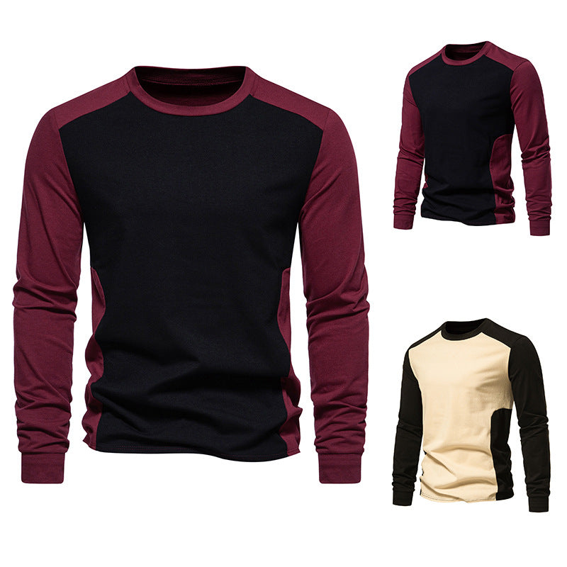 Herren Langarm-T-Shirt mit kontrastierenden Ärmeln und bequemer Passform