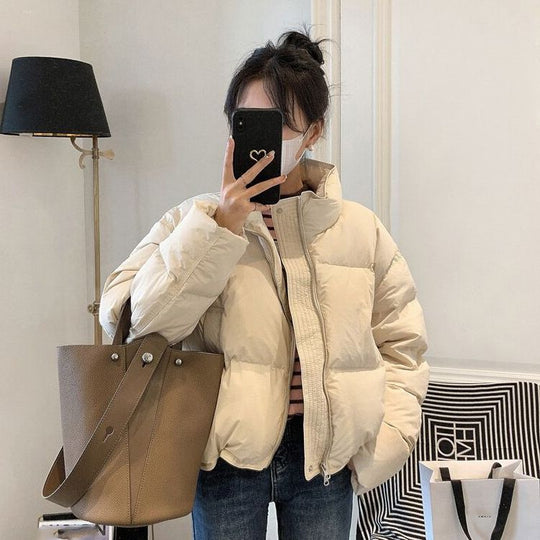 Damen Oversized Pufferjacke mit elastischem Bund und seitlichen Reißverschlusstaschen R&B