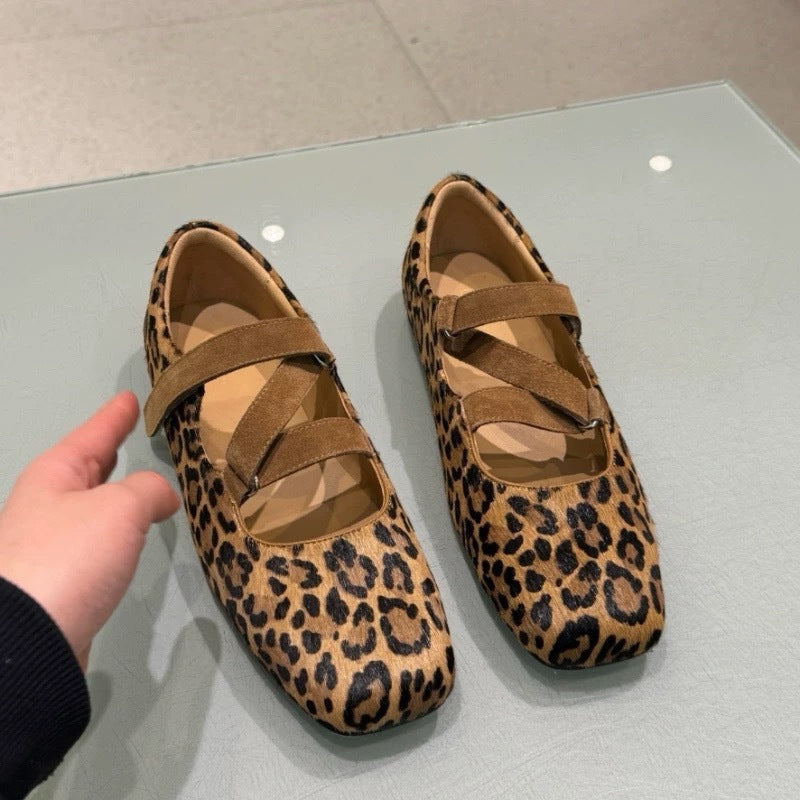 Damen Ballerinas im Leo-Design mit elegantem Riemchen R&B