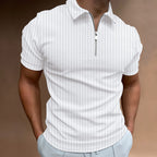 Herren Kurzarm Polo-Hemd mit Reißverschluss und strukturiertem Design R&B