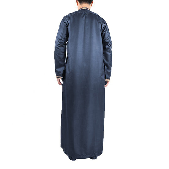 Herren traditionelles Langgewand mit dekorativer Stickerei und eleganter Knopfleiste R&B
