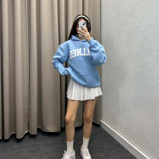 Damen Hoodie mit großem Logo und Kängurutasche R&B