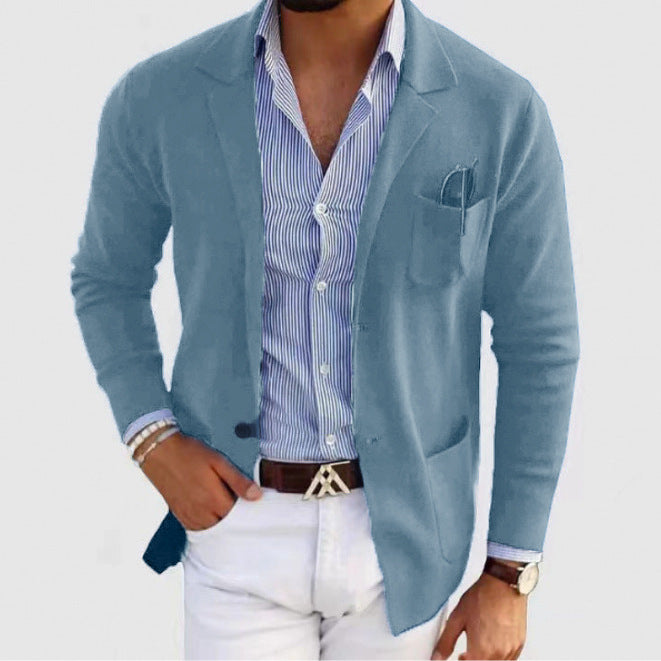Herren sportlicher Strickblazer mit feiner Struktur und praktischen Taschen R&B
