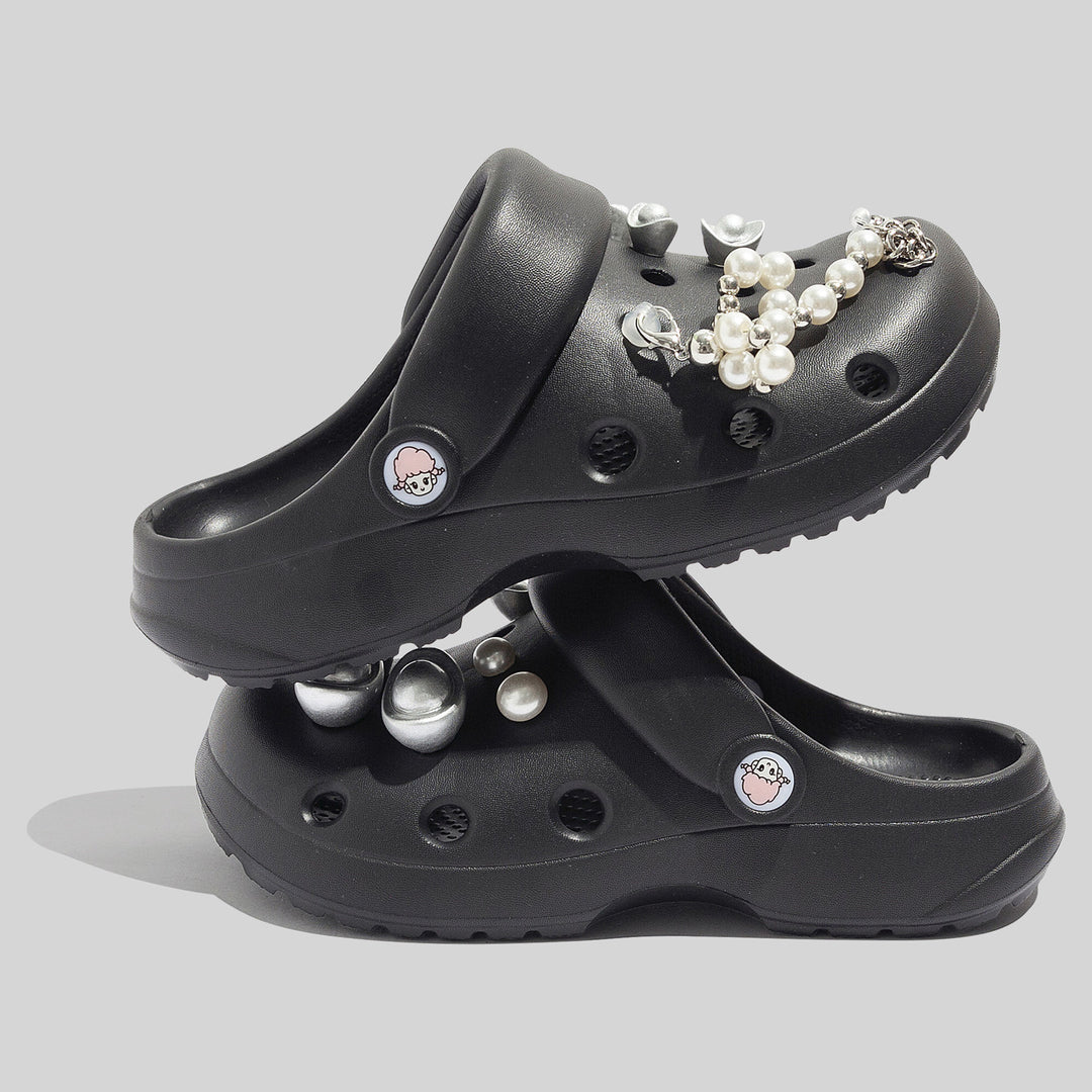 Damen Modische Clogs mit dekorativen Perlen und einzigartigem Design R&B