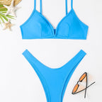 Damen Triangel-Bikini mit sexy tiefem Ausschnitt und hohem Beinausschnitt R&B