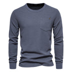Herren Langarmshirt mit modularem Waffelstruktur und praktischer Brusttasche