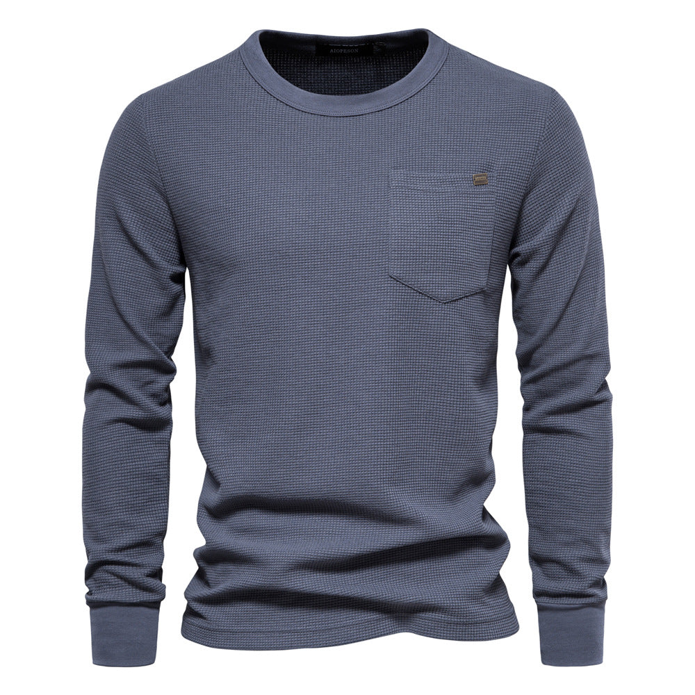 Herren Langarmshirt mit modularem Waffelstruktur und praktischer Brusttasche