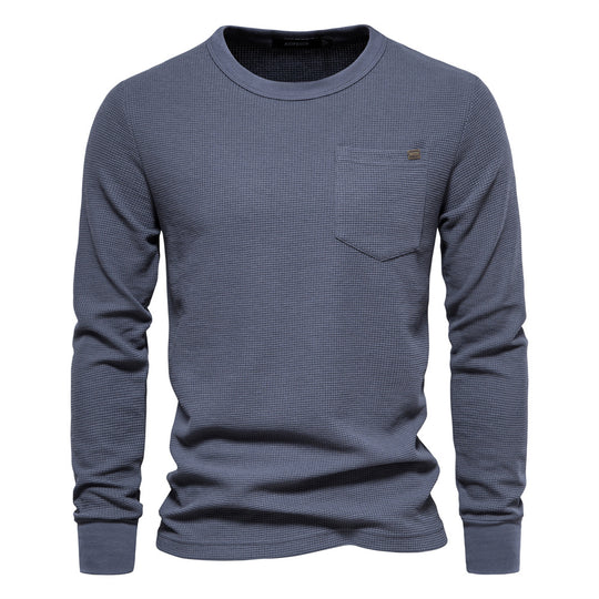 Herren Langarmshirt mit modularem Waffelstruktur und praktischer Brusttasche R&B