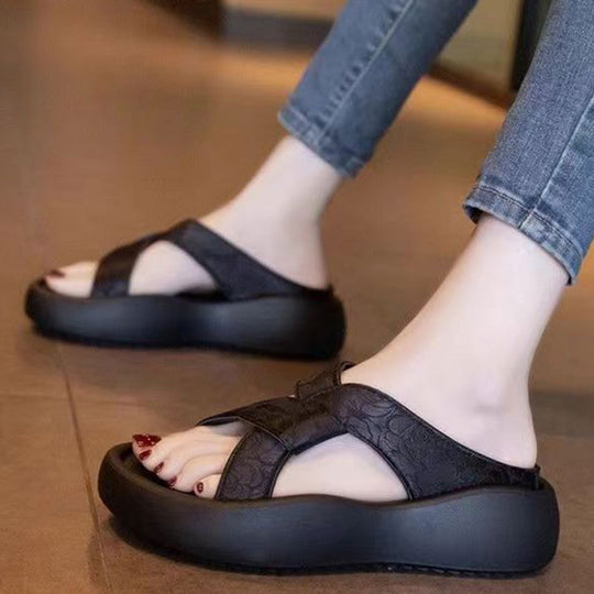 Damen Bequeme Slip-On Sandalen mit modischem Querriemen und rutschfester Sohle R&B
