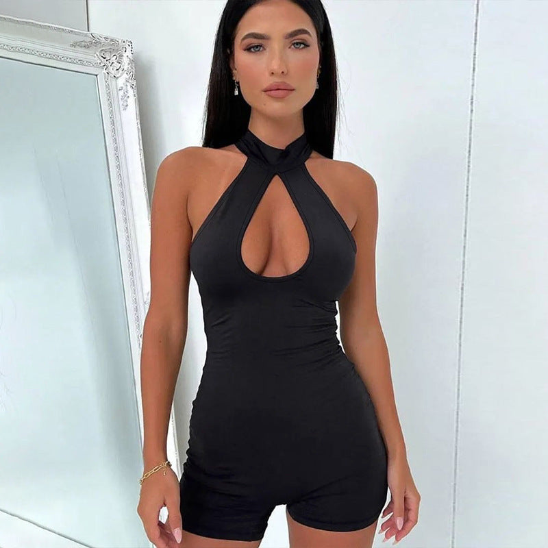Damen Modischer Jumpsuit mit tiefem Ausschnitt und raffiniertem Schnitt