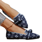 Damen Ballerinas mit elegantem Schleifen- und geometrischem Muster R&B