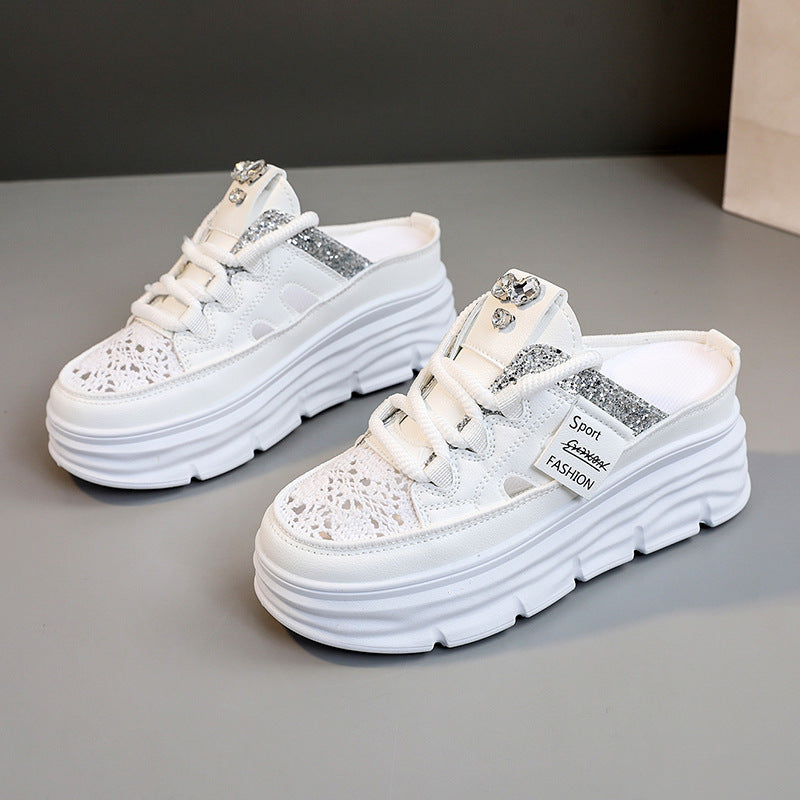 Damen Plateauschlüpfschuhe mit modischem Glitzer-Design R&B