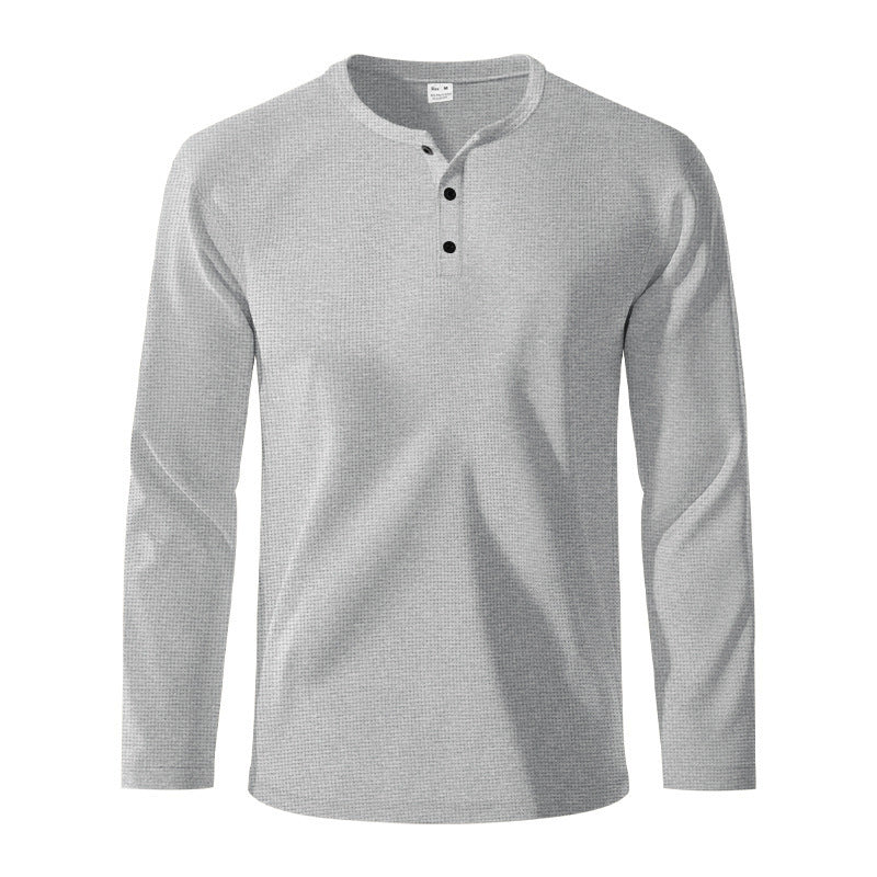 Herren Langarm-Henley-Shirt aus atmungsaktivem Strukturstoff R&B