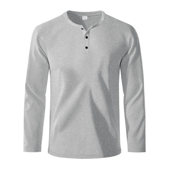 Herren Langarm-Henley-Shirt aus atmungsaktivem Strukturstoff R&B