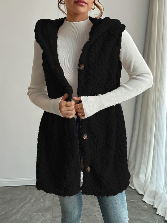 Damen Stylish gesteppte Weste mit Kapuze und Knopfverschluss R&B